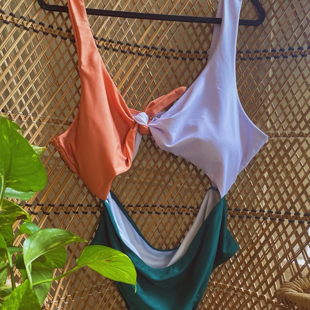 Tri-colored bathing suit